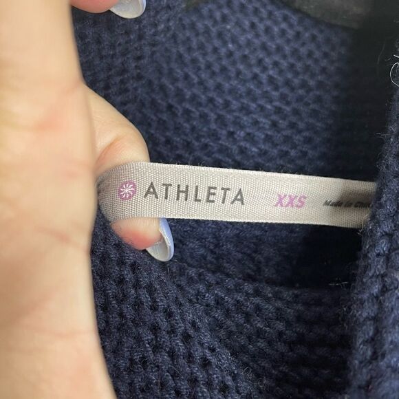 ATHLETA Borealis Cowl Neck Chunky Wool Sweater Navy XXS - Picture 8 of 8